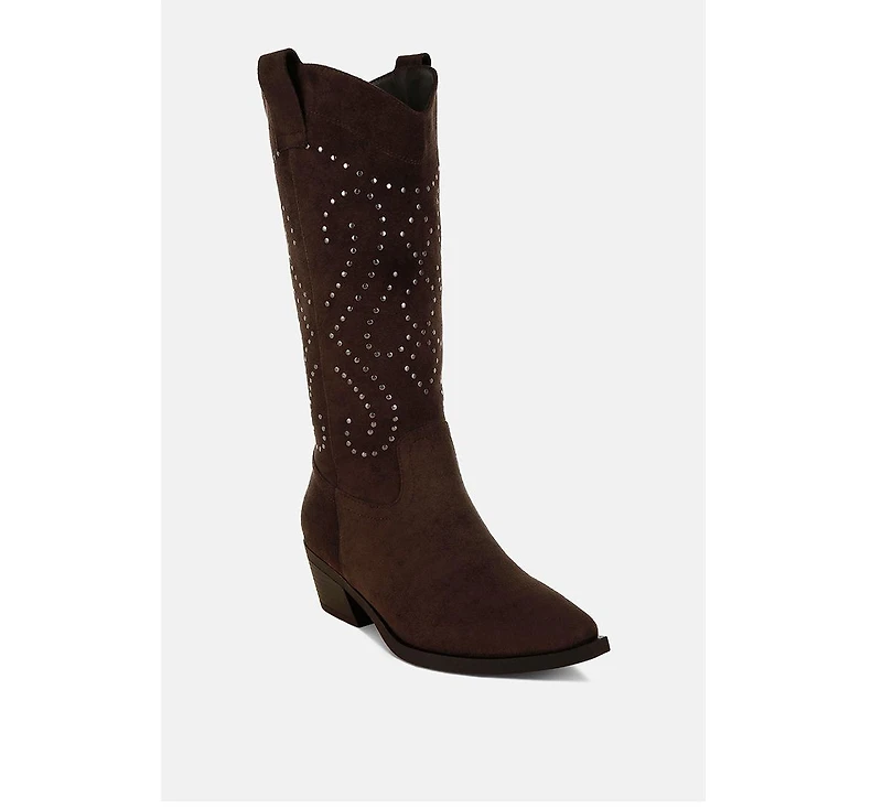 Lariat Studs Embellished Cowboy Boots Women