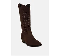 Lariat Studs Embellished Cowboy Boots Women