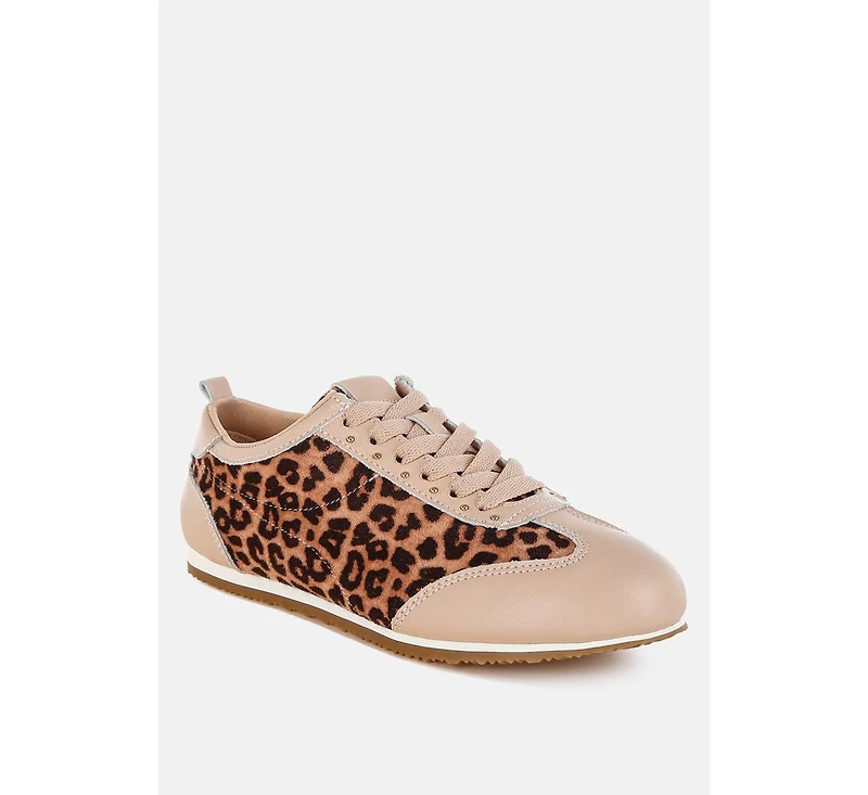 Narati Leopard Print Real Leather Sneakers