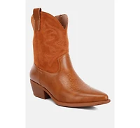 Hasting Patchwork Detail Low Heel Cowboy Boots