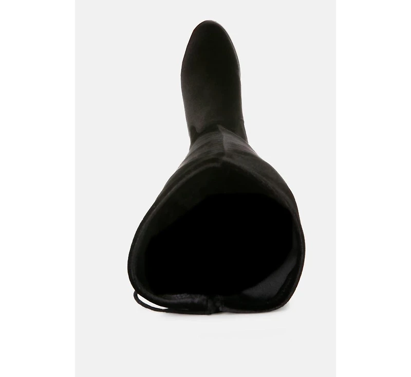 Rumple Velvet Over The Knee Clear Heel Boots