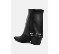 Mariachi Stud Embellished Foldover Boots