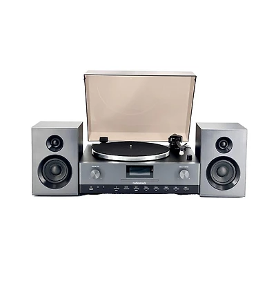 RadioShack Turntable With Professional Style 4001798: 3-Speed Vinyl Record Player Fm, Cd Player, Usb, Bluetooth, Two Detachable Speakers Included