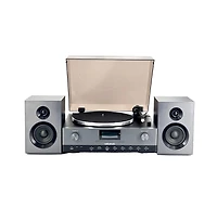 RadioShack Turntable With Professional Style 4001798: 3-Speed Vinyl Record Player Fm, Cd Player, Usb, Bluetooth, Two Detachable Speakers Included
