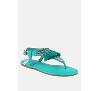 Risha Genuine Leather Tassel Sandals