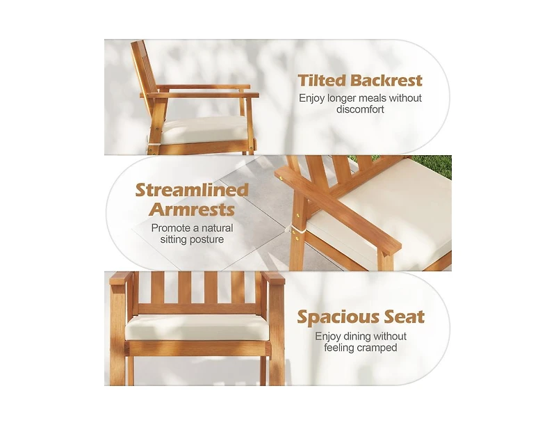 Slickblue 2-Piece Acacia Wood Patio Dining Chairs for Outdoor Use