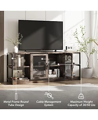 gaomon Farmhouse Tv Stand for inches TVs, Entertainment Center with Storage Cabinet and Mesh Doors