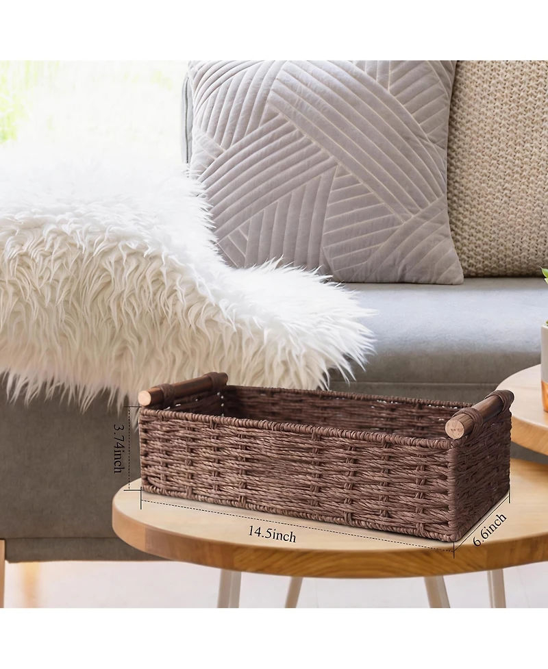 Yigii Handmade Paper Rope Storage Basket - Multi-use, Decorative, Compact