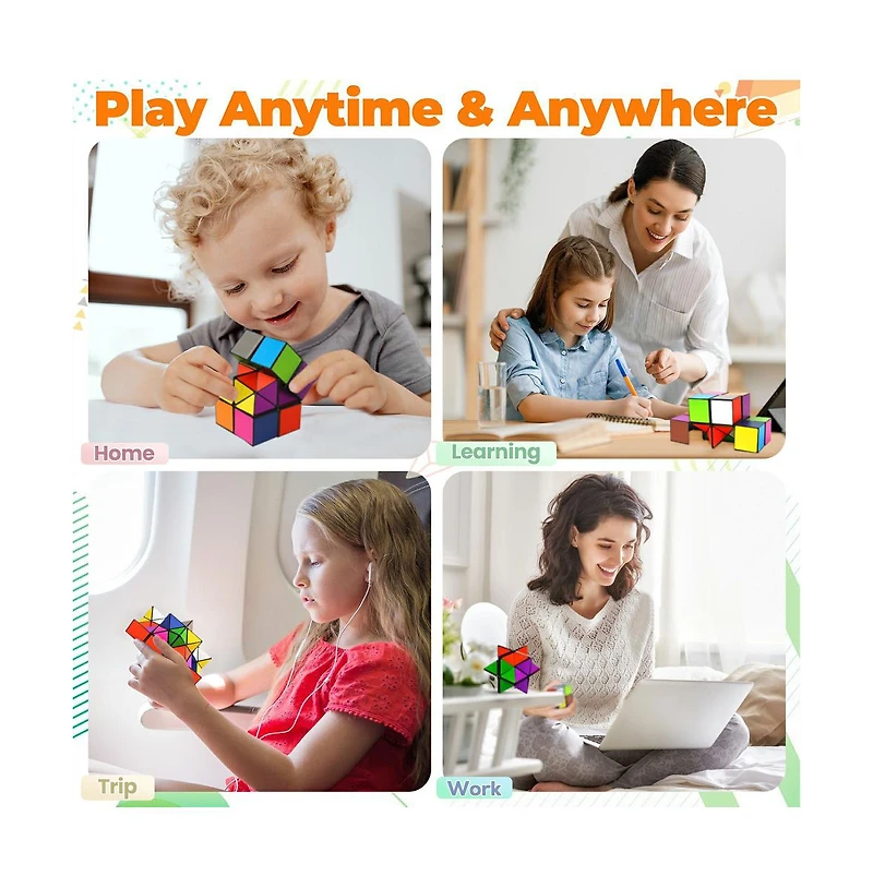 Bruce & Shark 2-in-1 Split Magic Cube, Transformable Fidget Toy, Morphs into Star & More