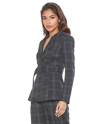 Alexia Admor Women's Janna Plaid Long Sleeve Longline Blazer
