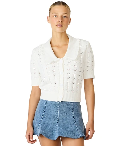 Steve Madden Women's Pilgrim Collar V-Neck Cardigan