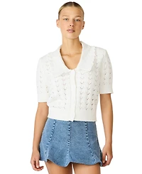 Steve Madden Women's Pilgrim Collar V-Neck Cardigan