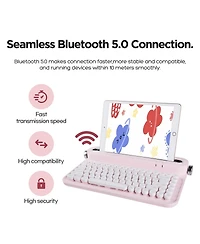 Lofree Actto B305 Wireless Keyboard, Retro Bluetooth Aesthetic Typewriter Style Keyboard with Integrated Stand
