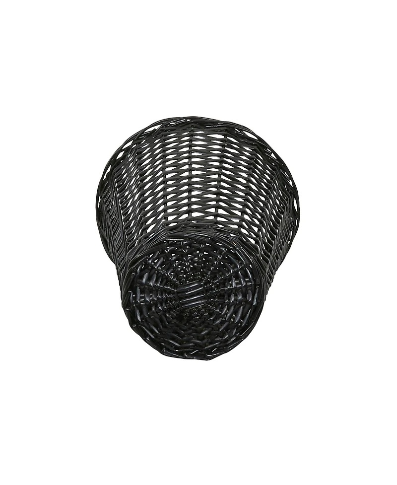 Household Essentials Wicker Waste Basket, Willow Weave Painted Black