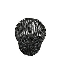 Household Essentials Wicker Waste Basket, Willow Weave Painted Black