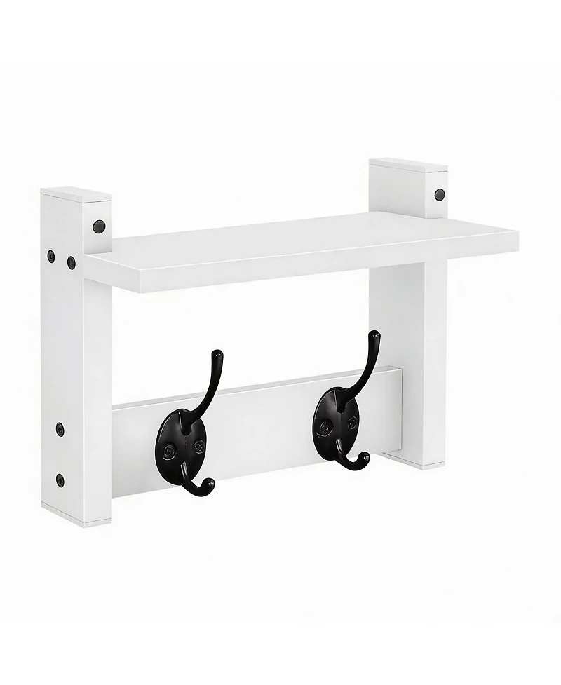 Yigii Particleboard Wall Coat Rack with Hooks & Shelf for Entryway Storage