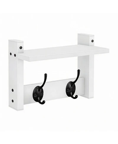 Yigii Particleboard Wall Coat Rack with Hooks & Shelf for Entryway Storage