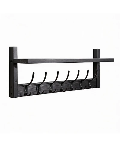Yigii Wall Mounted Coat Rack with Hooks and Shelf for Entryway