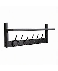 Yigii Wall Mounted Coat Rack with Hooks and Shelf for Entryway
