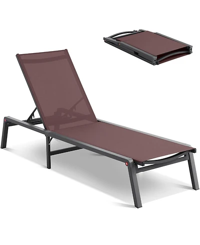 Slickblue Folding Aluminum Patio Chaise Lounge Chair for Pool and Beach
