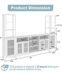 gaomon Farmhouse Tv Stand for TVs Up to 70 in, Entertainment Center with Bookshelves, Media