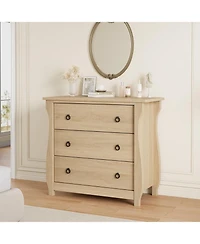 gaomon 3 Drawer Dresser, Modern Dresser for Bedroom, White Chest of with Black Metal Ring Pull Handles, Wooden Storage Cabinet Living Room