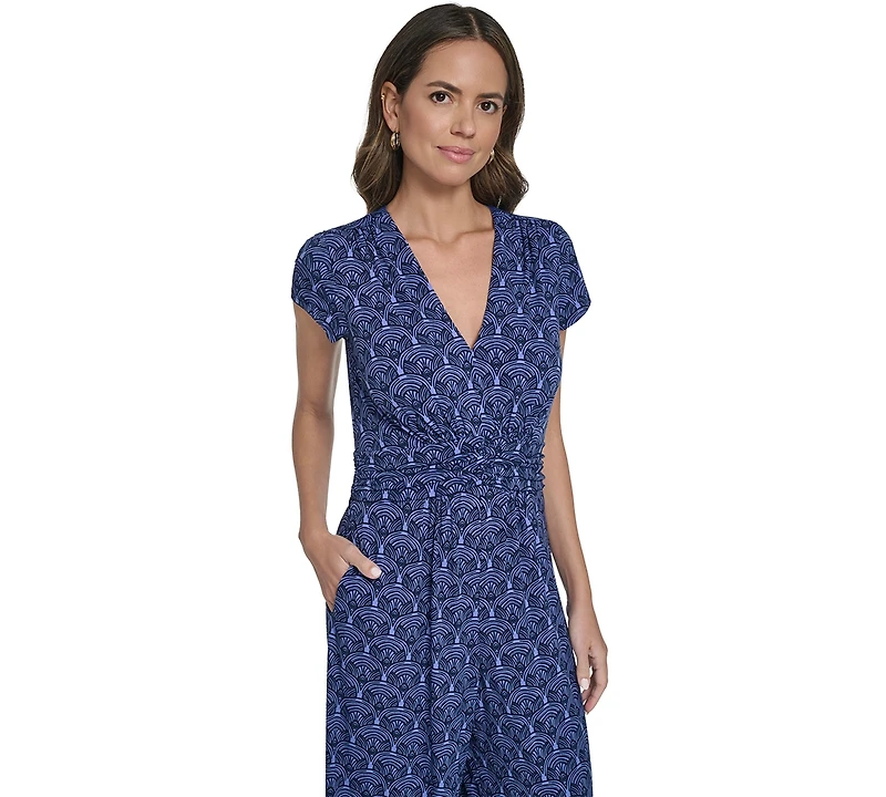 Vince Camuto Petite Shirred Front V-Neck Jumpsuit