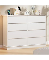 8 Drawer Storage Chest, Large Double Dresser with Deep Drawers and Wide Top, Horizontal Wooden Organizer for Living Room, Hallway, Entryway, Office,