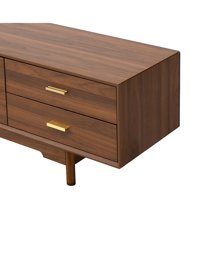 sumyeg 78" Cabinet Tv Stand with Fluted Glass Doors & 2 Drawers