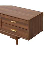 sumyeg 78" Cabinet Tv Stand with Fluted Glass Doors & 2 Drawers