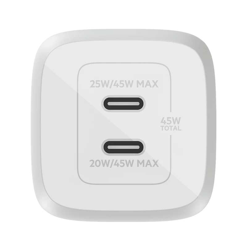 Belkin BoostCharge Pro Dual Usb-c GaN Wall Charger with Pps 45W
