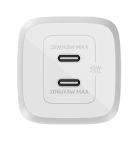 Belkin BoostCharge Pro Dual Usb-c GaN Wall Charger with Pps 45W