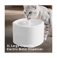 Aostirmotor Automatic Pet Water Fountain Cat Bowls, 3000ML/101 oz, White