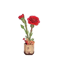 Flash Popup Diy 3D Wood Puzzle Red Carnation 124pcs
