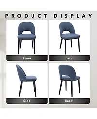 gaomon Set of 2 Modern Fabric Upholstered Dining Chairs, Curved Back Kitchen Side Seating with Solid Wood Legs