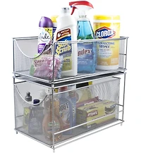 Sorbus 2-Tier Sliding Mesh Basket Drawers - Ideal for Countertop, Cabinet, Pantry, Under the Sink, Desktop and More