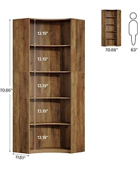 Tribesigns 6-Tier Corner Bookshelf, 70.9" Tall