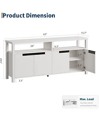 gaomon Farmhouse Tv Stand for Up to 65 Inches, Long Entertainment Center with 4 Door & Open Shelf