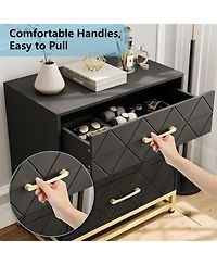 Gaomon Dresser for Bedroom with 3 Drawer, Modern Dressers Chest of Drawers, Metal Handles, Wood Living Room