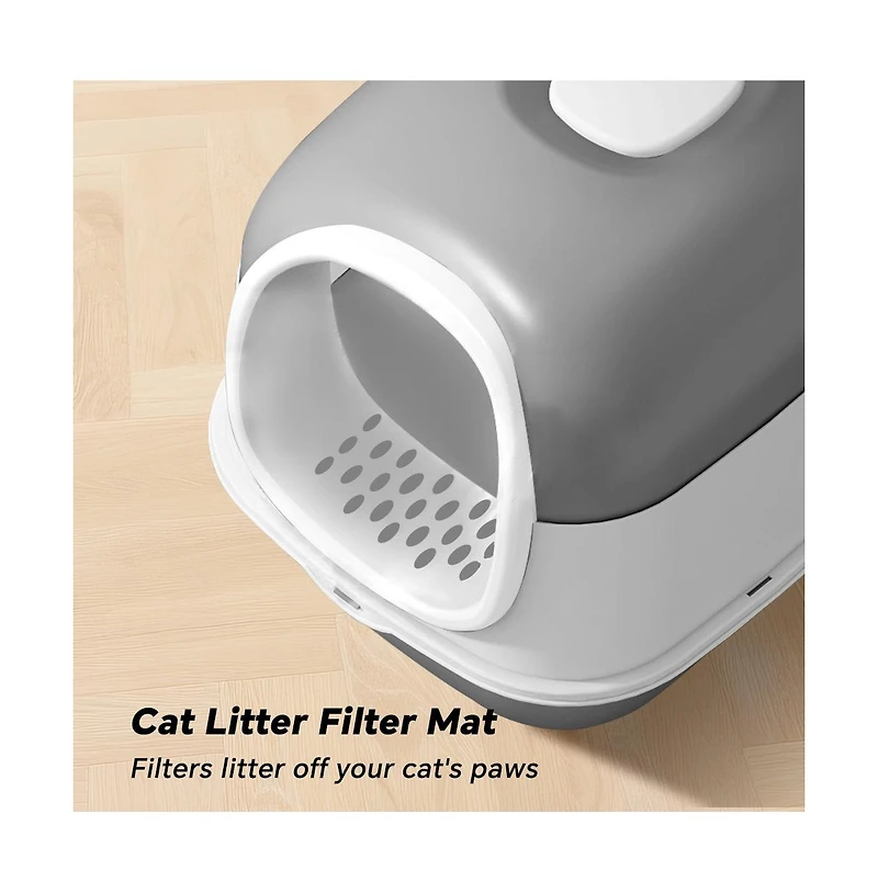 Aostirmotor Modern Enclosed Cat Litter Box in Grey