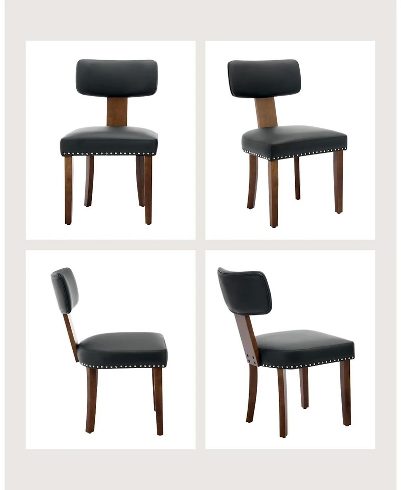 gaomon Set of 2 Leather Upholstered Dining Chairs, Curved Backrest Seating for Kitchen & Dining Room