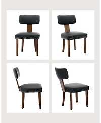 gaomon Set of 2 Leather Upholstered Dining Chairs, Curved Backrest Seating for Kitchen & Dining Room