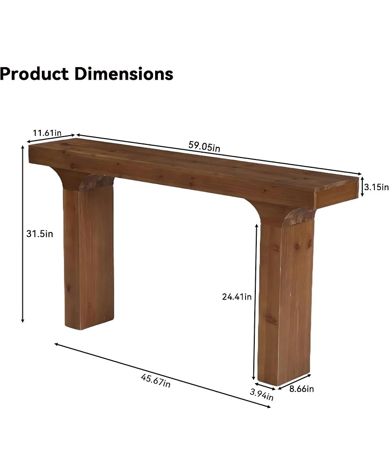 Tribesigns Solid Wood Console Table, 59" Long Rectangular Sofa Table Behind The Couch, Farmhouse Entryway Table