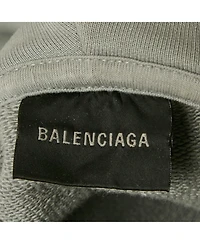Pre-Owned Balenciaga Men's Grey Logo Embroidered Cotton Hoodie