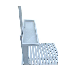 flynama Wooden Outdoor Garden Pool Shower with Chassis Board Weather Resistant Fir Wood Shower for Patio Terrace Backyard Camping