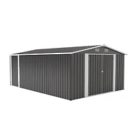 Mondawe 8ft x 6ft Outdoor Metal Storage with Lockable Sliding Doors and Transparent plate