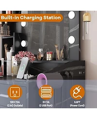 Gaomon Lighted Mirror Dressing Table, Sophisticated Makeup Vanity Desk for Bedrooms