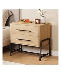 gaomon 1PC Farmhouse Drawer Nightstand, Metal Legs Storage Bedside Table Sofa Side Organizer for Living Room