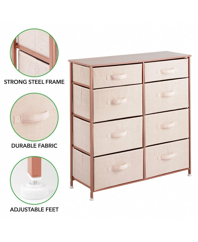 mDesign Tall Storage Dresser Furniture, 8 Slim Fabric Drawers