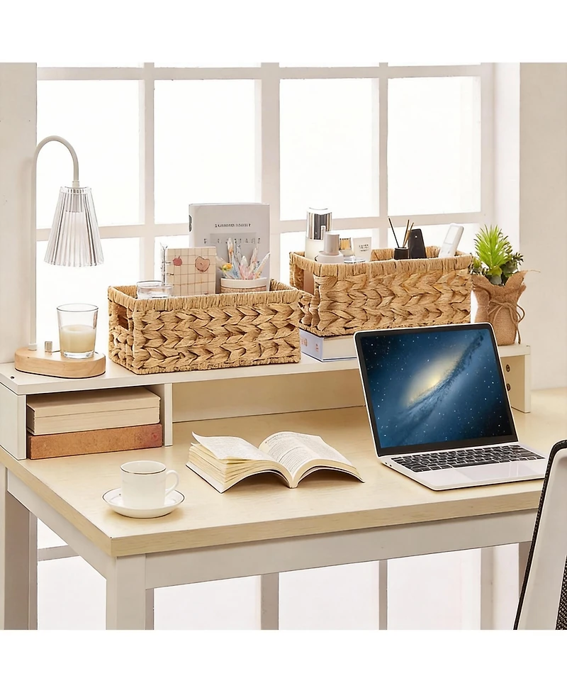 Yigii Handwoven Black Paper Rope Storage Baskets with Handles - 2 Pack